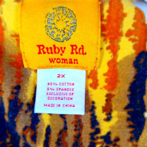Ruby Rd Women Size 2X Brown Animal Print Tribal Beaded Top Work Office Business - Picture 5 of 5